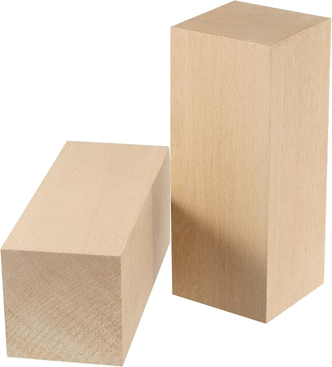 JAPCHET 12 Pieces 5 x 2 x 2 Inch Basswood Carving Blocks, Natural Carving Blocks, Unfinished Whittling Wood Blank Blocks for Crafting