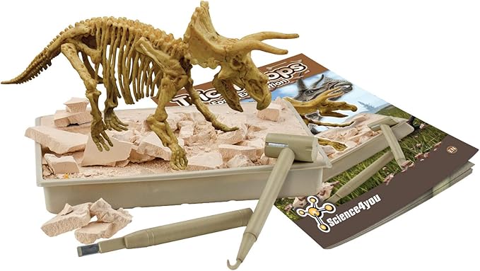Science4you - Triceratops Fossil Digging Kit for Kids - Excavate and Assemble 10 Dinosaur Fossiles, Dinosaur Toys for Boys and Girls Age 6+, Dino Games, Dinosaur Gifts for 6+ Year Old Boys and Girls