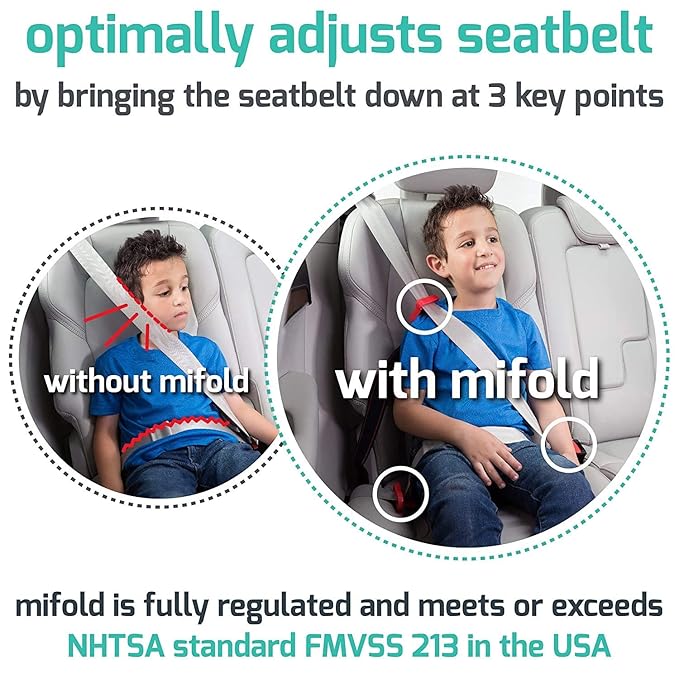 New Mifold Comfort Grab-and-go Car Backless Booster Seat-Compact and Portable for Every Day, Carpooling, Travel, Royal Purple