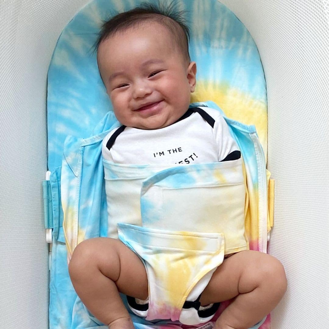 Happiest Baby SNOO Sleep Sack - 100% Organic Cotton Baby Swaddle Blanket - Doctor Designed Promotes Healthy Hip Development (Tie Dye Rainbow, Medium)