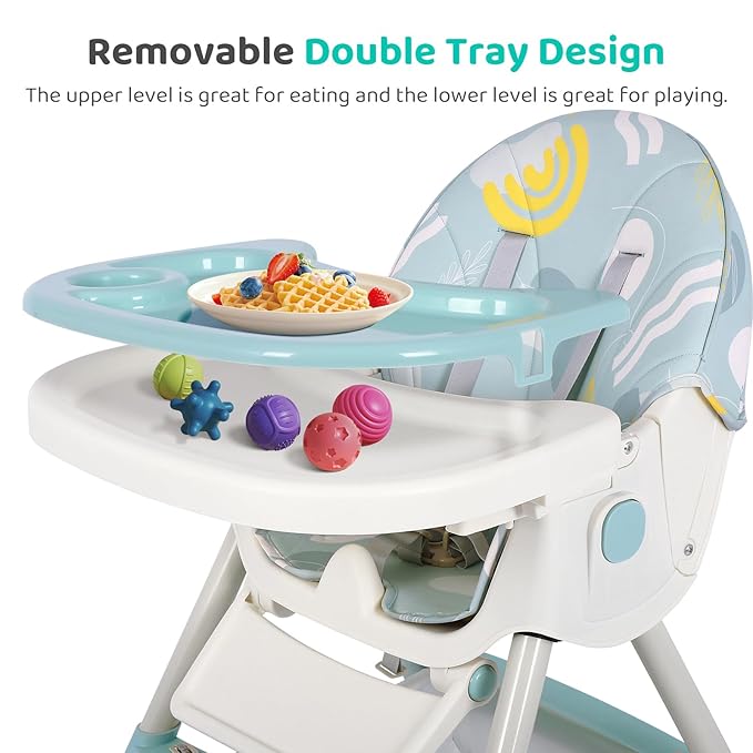 3 in 1 Baby High Chair, Adjustable 5 Point Harness, Tray, Foot Rest, Backrest and Seat Height,Multifunctional Foldable Portable highchair for Toddlers