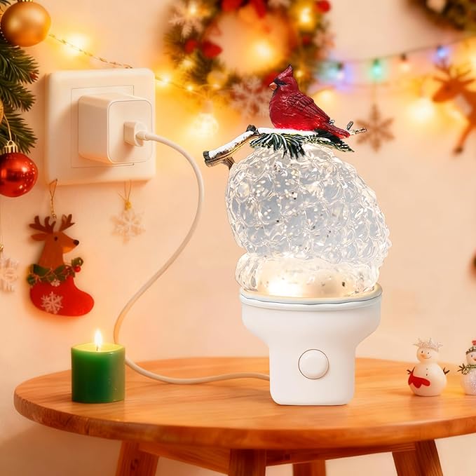 Christmas Night Light Plug into Wall Swirling Glitter USB Portable Christmas Decorative Night Light Decoration for Kids Adults Bedroom Kitchen Living Room Holiday Decor (Pinecone)