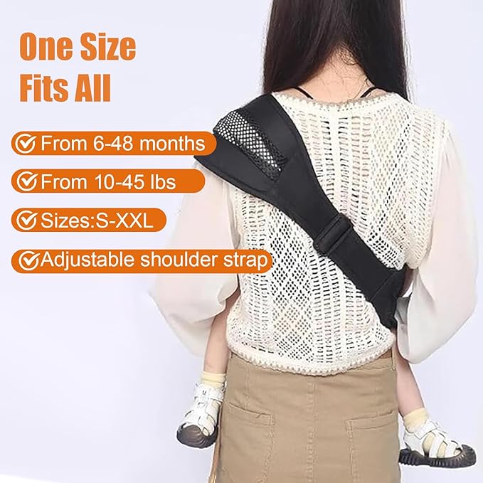 Baby Sling Carrier Toddler Carrier One Shoulder Adjustable Shoulder Strap Labor-Saving Baby Sling 10-45lbs(Black,Cloth)