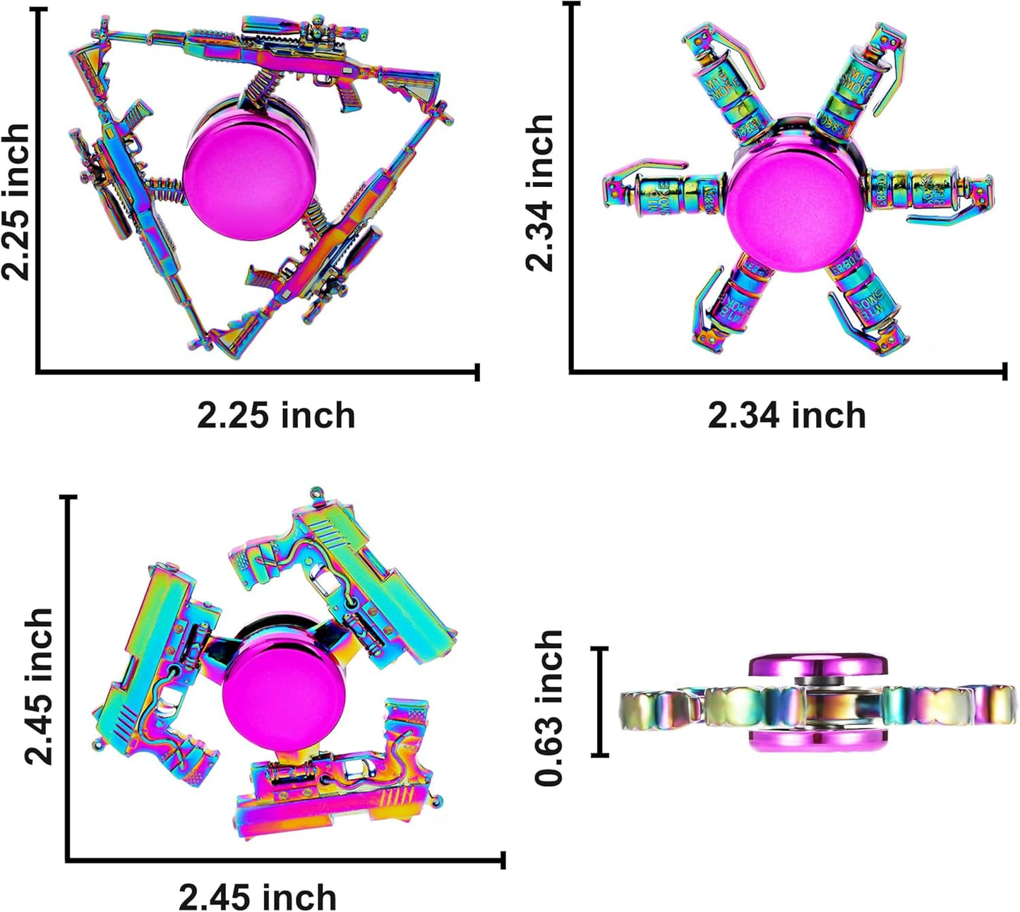 Fidget Spinners Set, Metal Desk Toys for Kids Adults Boys Girls, Hand Spinner Sensory Toys for Party Favors, Stocking Stuffers (3 Pack) (Style-3)