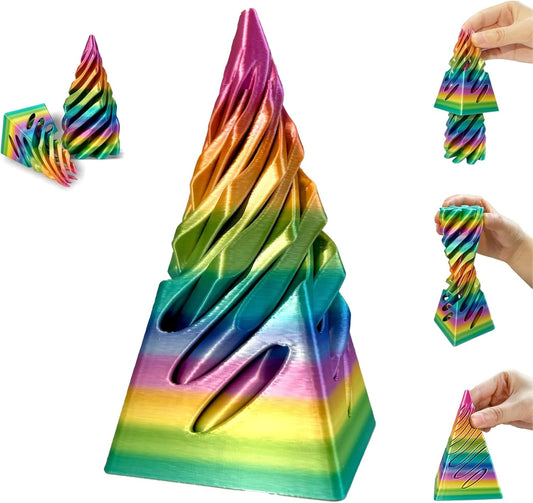 Impossible Pyramid Passthrough Sculpture-3D Printed Spiral Cone Fidget Toy, Pass Through Pyramid Fidget Toy, Vortex Thread Illusion Desk Toy for Adult, 4inch Helix Screw Fidget Toy for Stress Relief