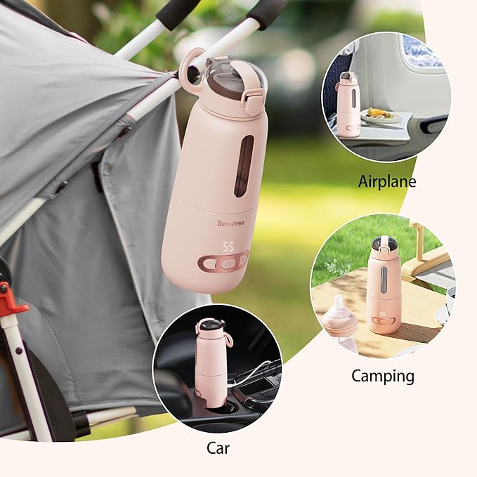 Portable Bottle Warmer for Travel, Portable Milk Warmer with 15000mAh Long Battery, Fast Heating for Breast Milk and Formula, Baby Milk Warmer Set, Fast Charging & Cordless Milk Warmer for on The go