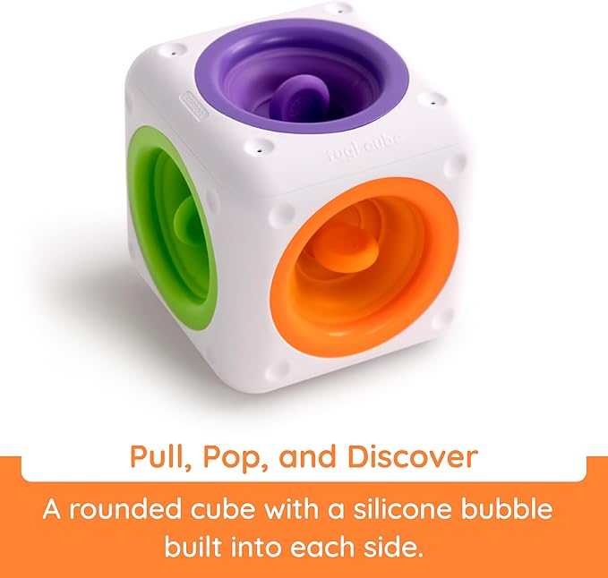 Fat Brain Toys Tugl Cube Popping Fidget Toy, Engaging for Toddlers, Kids, Teens, Adults - Relaxing Handheld Fidget Cube, 2 Years and Up