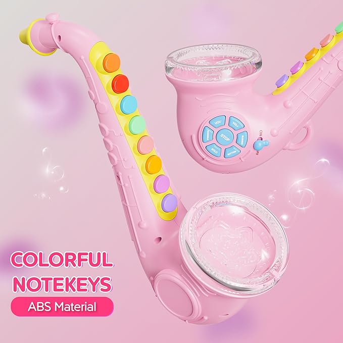 Contixo KT1 Toy Saxophone, Pink Digital Saxaboom, Trumpet, Clarinet with Light & Sound, Early Education Musical Instrument Gift for Toddlers Kids Girls Boys