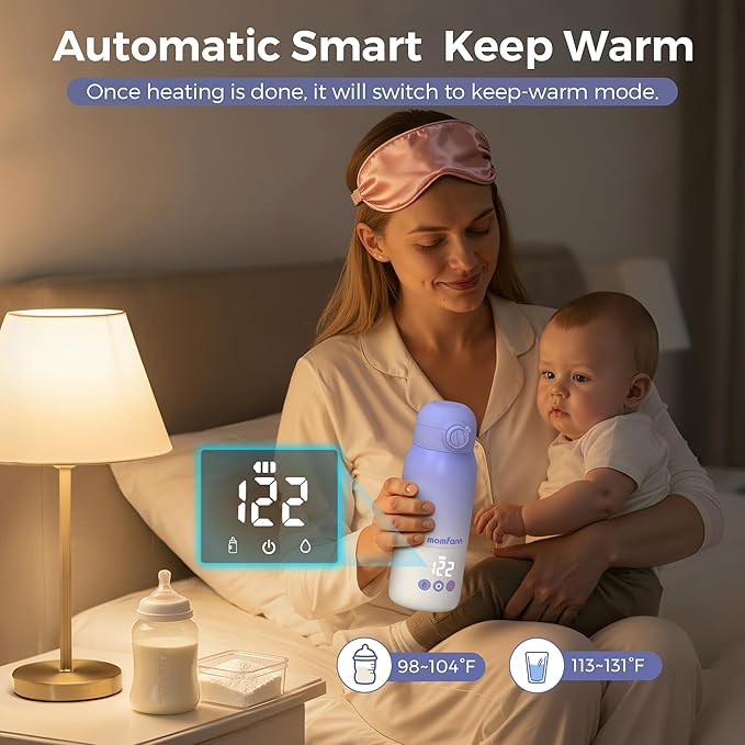 Portable Bottle Warmer for Travel, Dual Heating Modes for Breastmilk & Water Formula, Milk Warmer On The Go with Fast Heating & Long Battery Life, 10 Ounces Large Capacity