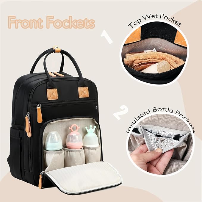 18 Pockets Large Diaper Bag Backpack with Waterproof Pockets and Stroller Buckle, Convertible Baby Bag (XL Green, Extra Large)