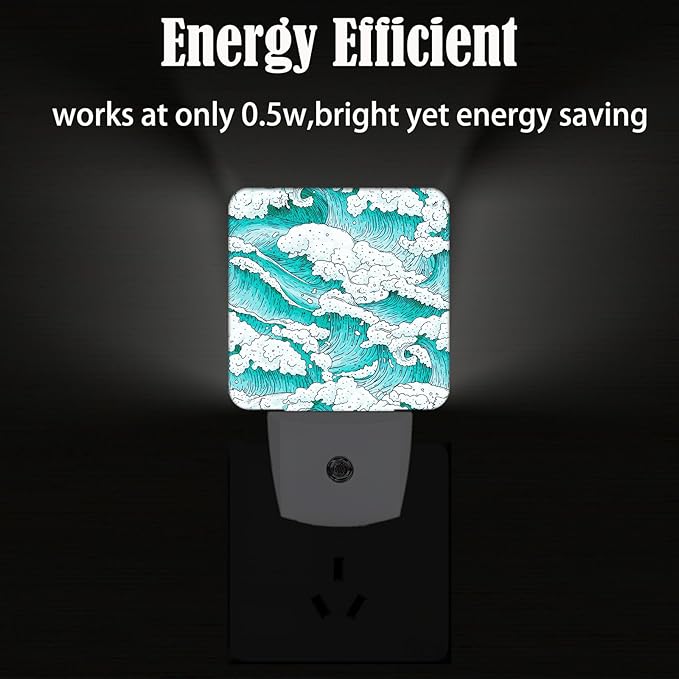 Ocean Waves Night Light,Plug-in Nightlights Auto Sensor Night Lamp Dusk to Dawn Lamp Home Decor for Nursery Children Girls Boys