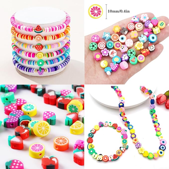 2480pcs Mouse Head Polymer Clay Beads Charms for Bracelets Making Kit Cute Fun Charms Beads Friendship Bracelet Making DIY Arts Crafts Birthday Gifts Toys for Kids Girls