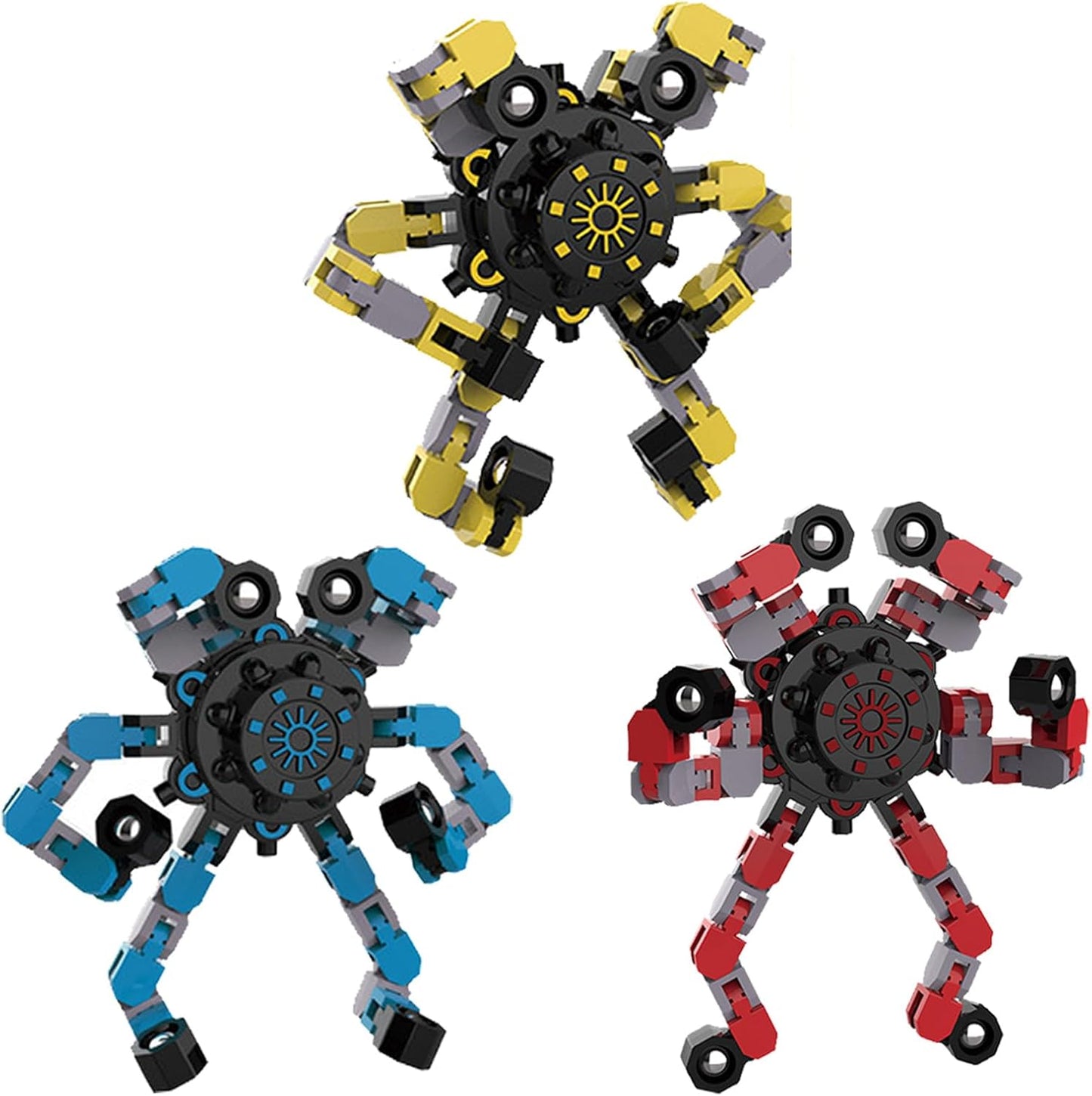3Pcs Fidget Spinners, DIY Robot Fingertip Toys Decompression Spinner,Party Supplies Stress Relief Chain Toys for Kids Adults