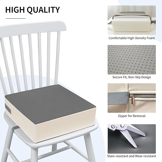 Toddler Dining Table Booster seat, PU Washable Waterproof Double seat Belt Non-Slip Bottom Booster seat for Dining Toddler, Portable Travel Increase Cushion