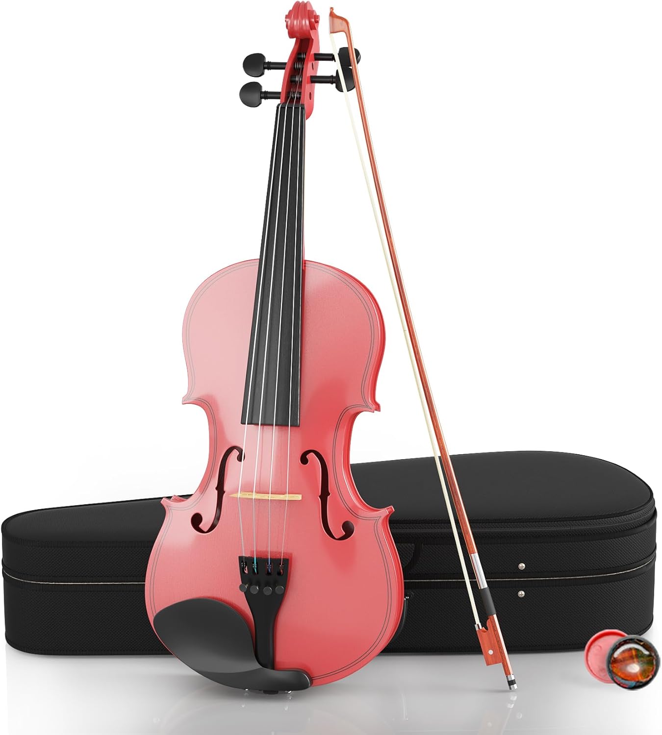 Beginner Violin 4/4, Full Size Violin for Adults, Teens, Student, Acoustic Fiddle Kit with Hard Case, Bow, Rosin, Bridge, Learners Age 12+ (Pink)