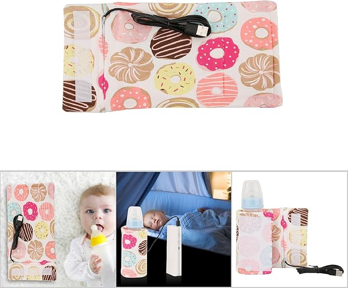 GOTOTOP Bottle Warmer Bag Bottle Warmer Case Milk Warmer Portable Cooler Bag with USB Charging Port for Baby Care(Donut)