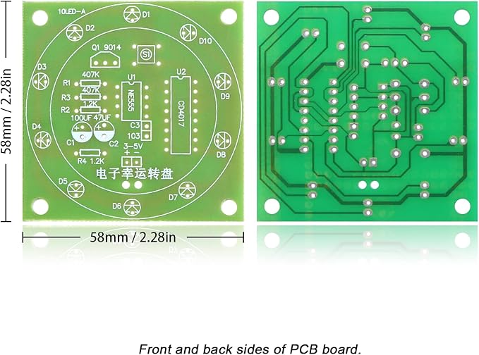 Soldering Practice Kit Electronic Lucky Wheel DIY Soldering Kit - Fun Probability Game & STEM Learning Tool (Includes LEDs/9014 Transistor/Capacitors & Resistors) for Beginners & Science Class