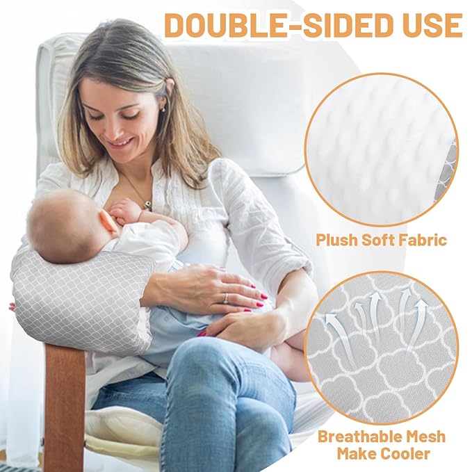 KAKIBLIN Baby Feeding Arm Pillow,Baby Nursing Arm Breastfeeding Pillows Support for Newborn Mom and Babies,Portable and Washable,Ergonomic Nursing arm Pillow for Feeding Newborn(White Cloud)