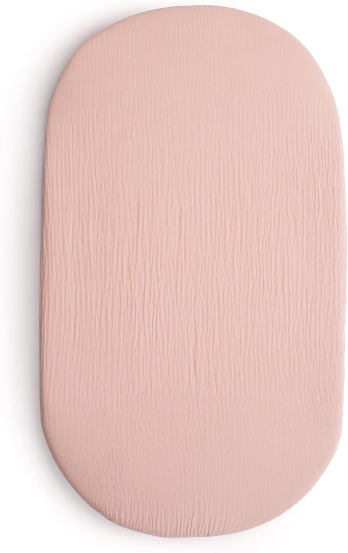 mushie Stretchy & Soft Bassinet Crib Sheet | Fitted 16" x 30" (Blush)