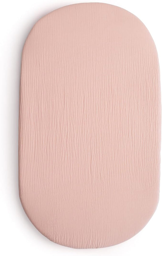 mushie Stretchy & Soft Bassinet Crib Sheet | Fitted 16" x 30" (Blush)