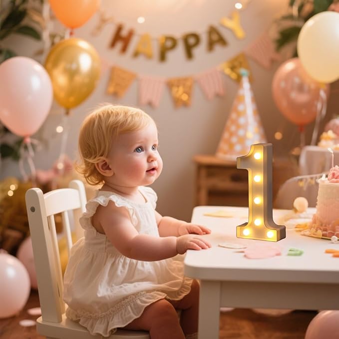 Foaky Decorative Led Marquee Light Up Number, Marquee Light Up Number Sign for Night Light Wedding Birthday Party Christmas Home Bar Decoration Number(1)