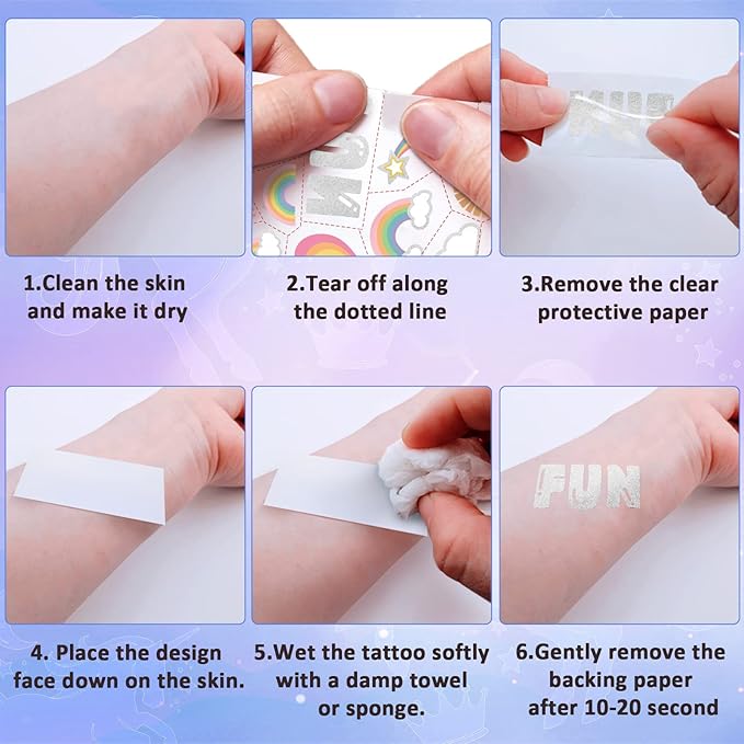 118 PCS Kids Tattoos Temporary for Girls, Unicorn Rainbow Crown Glitter Tattoos, Girls Unicorn Party Decorations Kids Birthday Party Favor Supplies Princess Tattoos Stickers