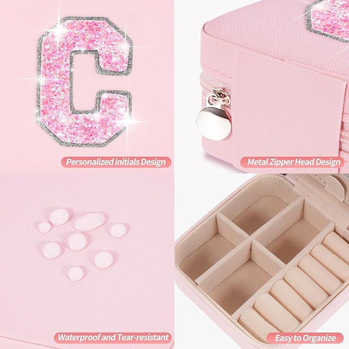 Jewelry Case - Fashion Jewelry Box | Customized Mother's Day Gift, Birthday Gift for Mom | Pink,C