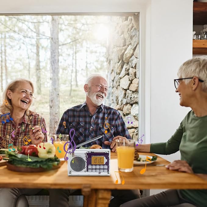 ICSTATION DIY Radio Kit - FM Assemble Kit with Time Display, Rechargeable, 87-108MHZ, No Soldering Required, Assembly Project for Adults & Students, STEM Education