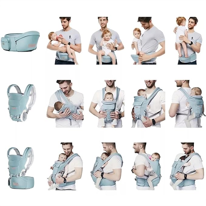 Baby Carrier Newborn to Toddler Baby Carriers with Seat Infant Baby Holder Backpack Baby Carriers Front and Back for Carrying and Hiking (Cyan-Blue)