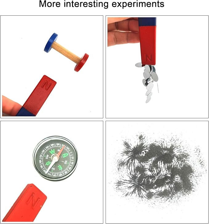 EUDAX Physics Science Magnets Kit for Education Science Experiment Tools Icluding Bar/Ring/Horseshoe/Compass Magnets