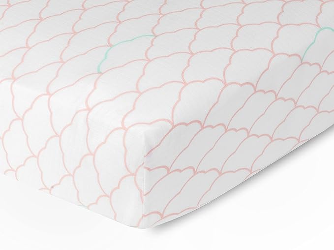 Newton Baby Fitted Single Layer Crib Sheet (2-Pack) - Ultra Breathable and Soft, Organic Cotton, Fits All Standard Cribs, Blush Coral White