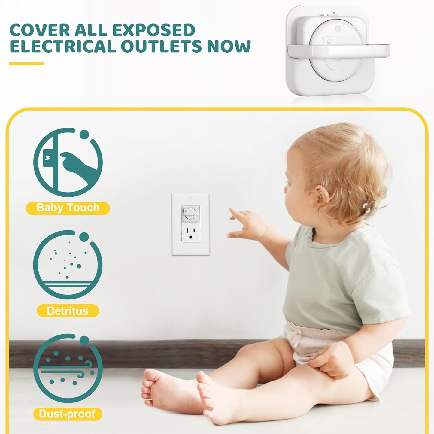 Baby Proofing Outlet Covers(45 Pack), Baby Proof Plug Covers with Hidden Pull Handle for Child Safety, Electric Socket Covers, Plug Protectors to Prevent Power Shock (White)