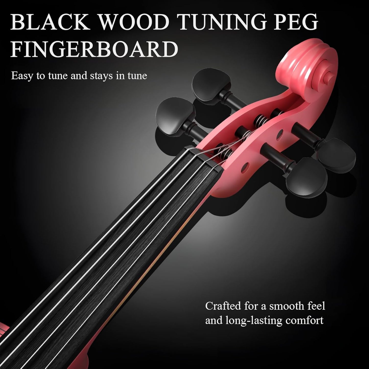 3/4 Violin Kit, Beginner Violin for Kids, Students, Complete Kids Violins Set with Case, Bow, Rosin, Ideal for Kids Violinss Beginner Ages 9-12, Rose Pink