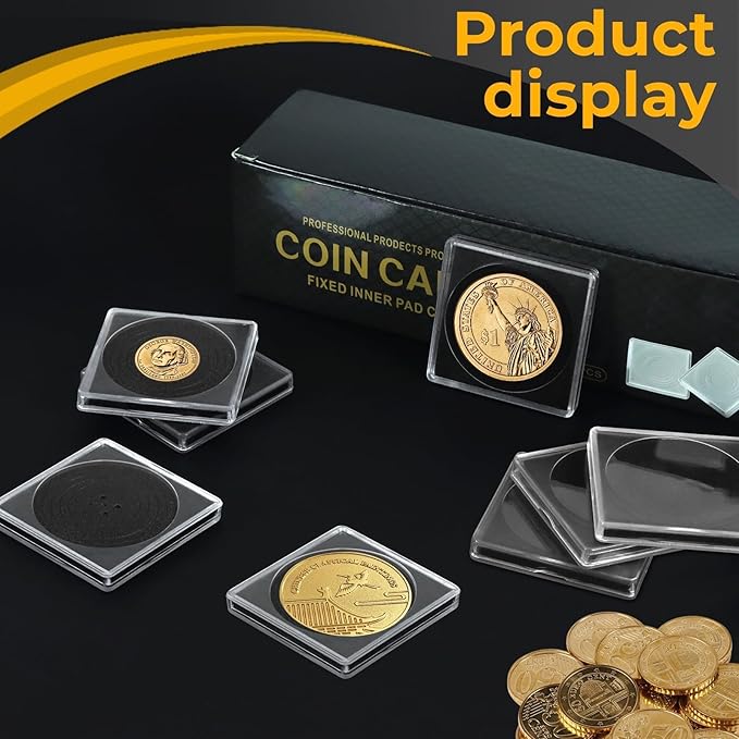 120 Pcs Adjustable Acrylic Coin Collection Cases with Sponges, Coin Snap Holder, Silver Dollar Protection Cases for Collectors, Coin Dollar Collection Supplies(20mm-40mm)