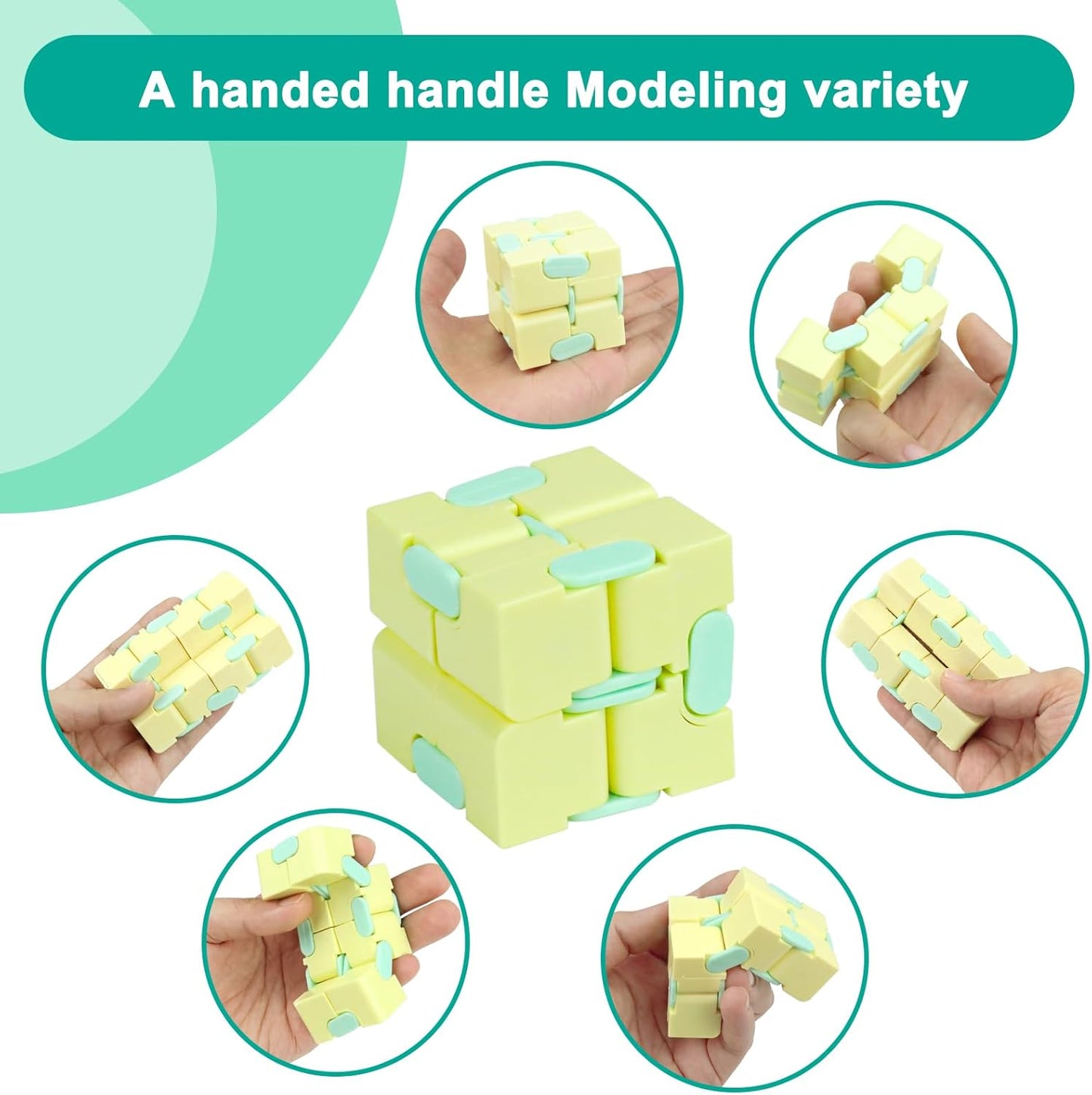Infinitycube Fidget Toy Stress Relieving Fidgeting Game for Kids and Adults,Cute Pocket-sized Unique Gadget for Anxiety Relief and Kill Time (Macaron Yellow)