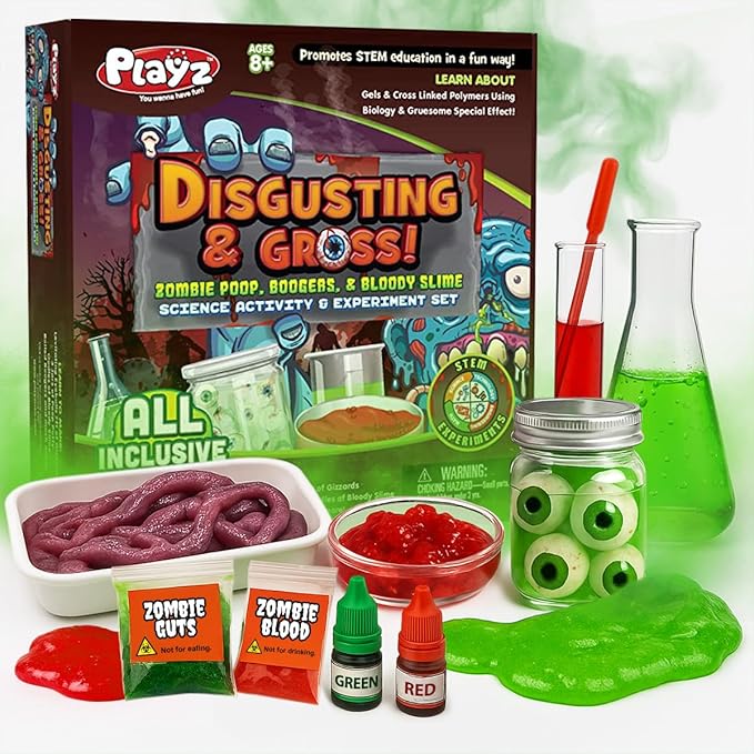 Playz Disgusting n' Gross Zombie Poop - DIY Stem Learning & Educational Science Kit for Kids Age 8 9 10 11 12 13+ Years Old with 34+ Experiment Tools - Kids Toys and Craft Activities for Boys & Girls