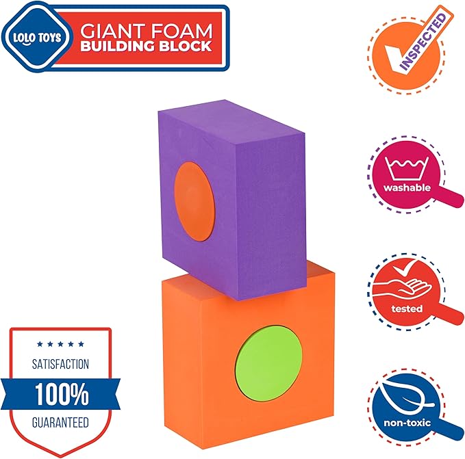 Large Building Foam Blocks for Toddlers – Giant Jumbo Big Building Blocks (18 Pieces)