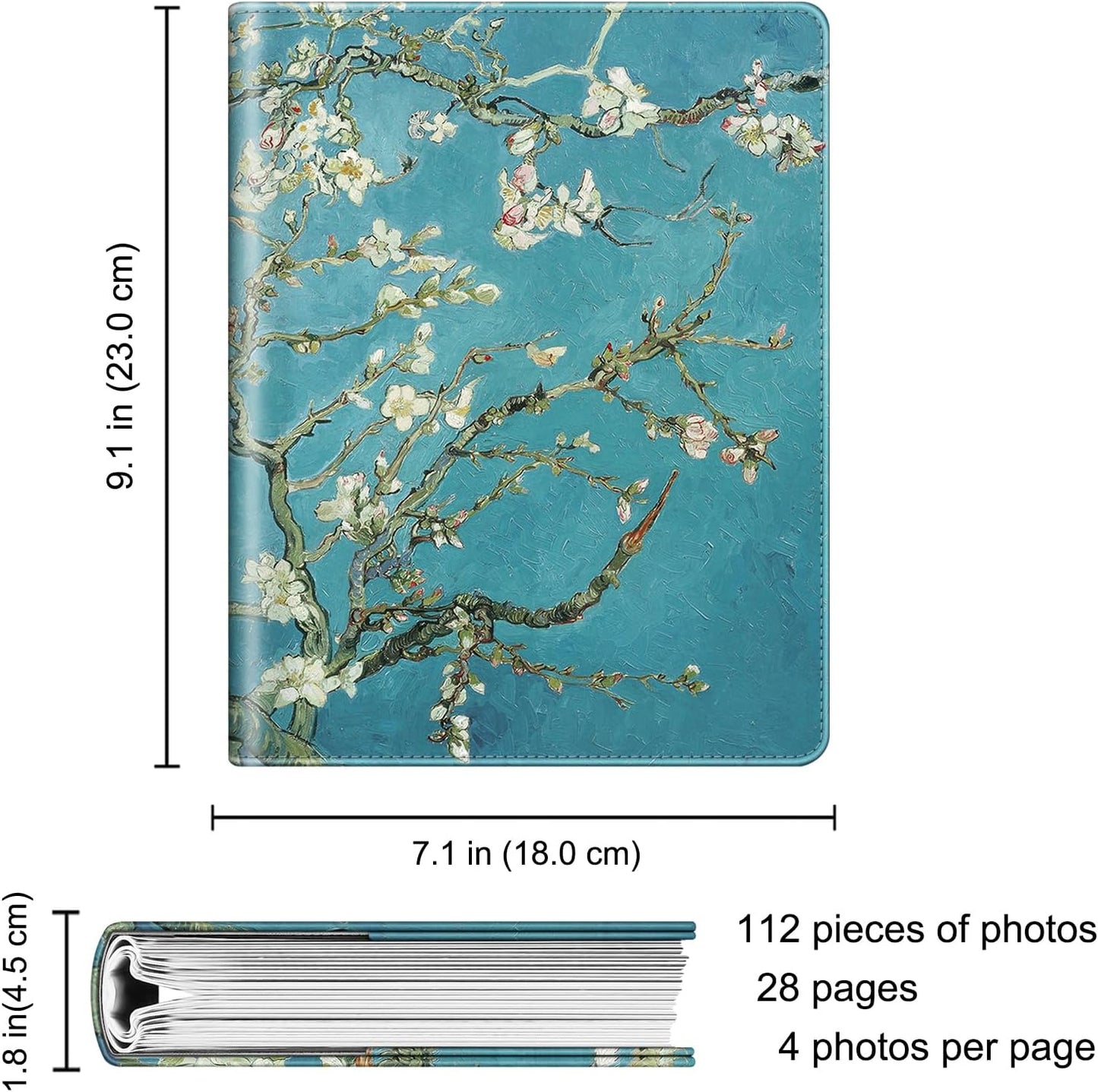 Fintie Photo Album for 4x6 Photos - 112 Pockets Vegan Leather Cover Memory Albums Book for Birthday Family Anniversary Vacation Pictures, Blossom