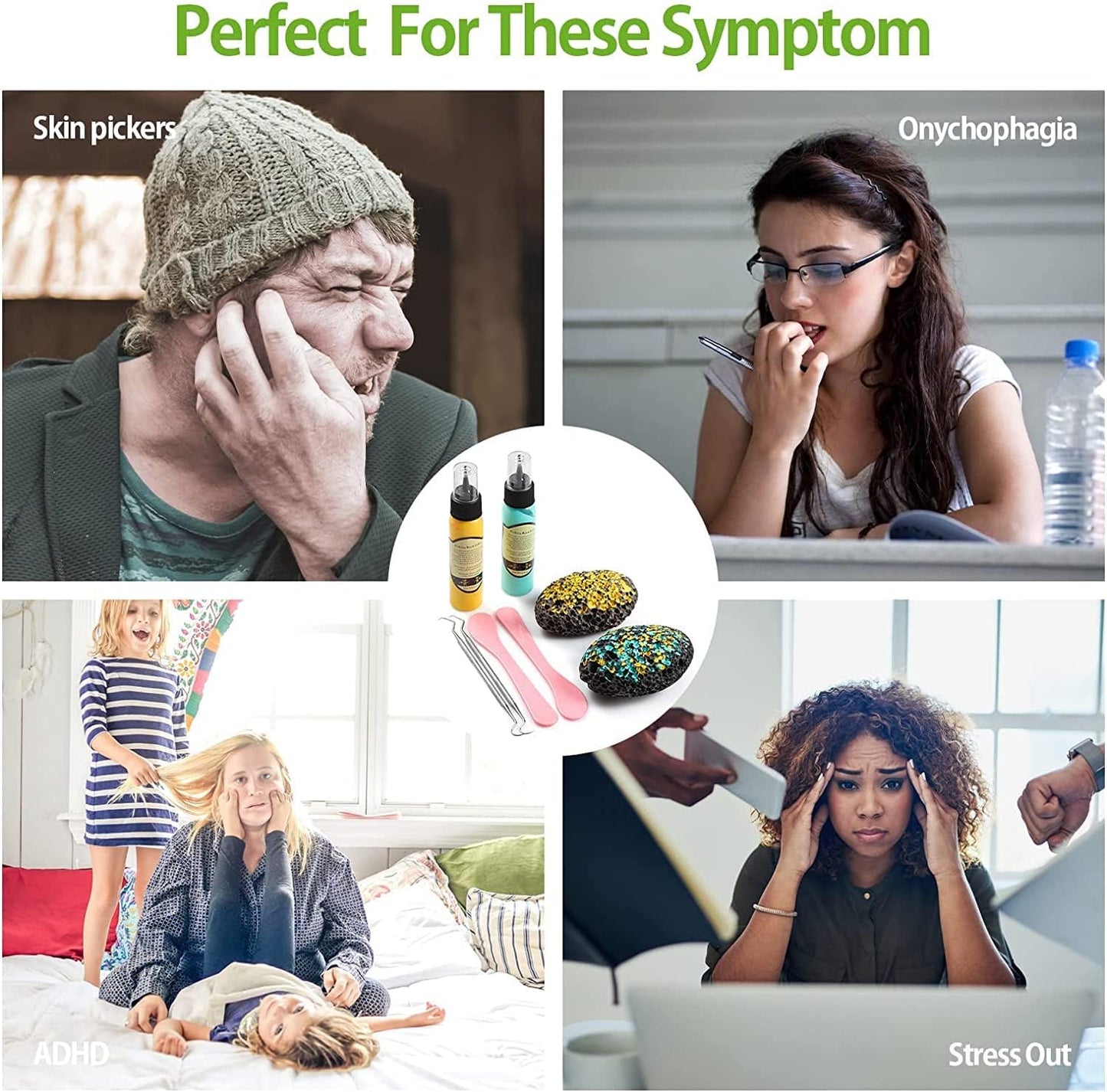 Fidget Picking Stone Kit for Anxiety Relief ADHD OCD Dermatillomania, Fidget Toys,Adult Fidget Toy for Anxiety Relief Therapy,Pick Peel Calming Stone,Fidget Toy Great Gift for Adults