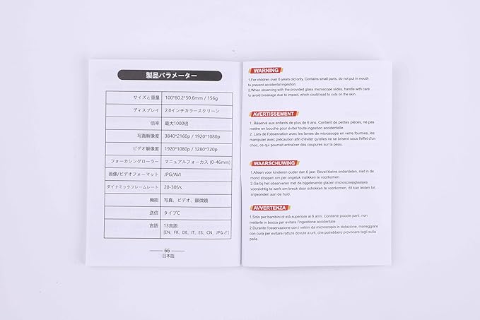 1000X Handheld Microscope for Kids 4K 2.0" Screen Rechargeable Mini Pocket Digital Microscopes w/Slides Kit Portable Edu Gift Age 4-6 8-12 Children Students