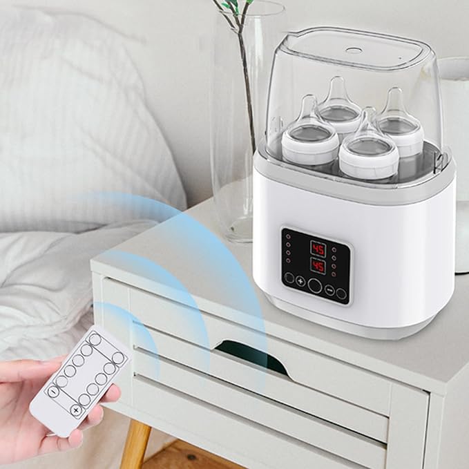 Bottle Warmer, Baby Bottle Warmer ＆ Steriliser Temperature Adjustable Portable Remote Control Baby Food Heater with LCD Display for Breastmilk or Formula, Grey