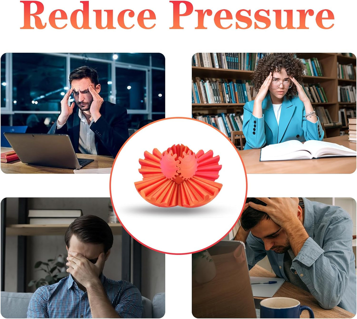 3D Printed Gear Sphere Ball – Colorful Gear Ball Fidget Gear Sphere Puzzle Cube Stress Relief Toy for Office and Home Decor Unique Gift Idea for Friends and Family (Red&Gold)