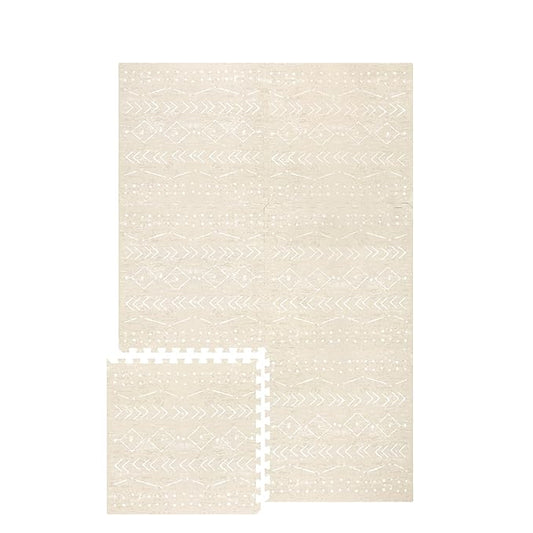 Baby Play Mat for Floor – 4x6ft Beige | Soft Non Toxic Premium EVA Foam Tiles for Tummy Time, Crawling & Playroom – Waterproof Interlocking Floor Mat for Babies & Toddlers by Lillefolk (6 Tiles)