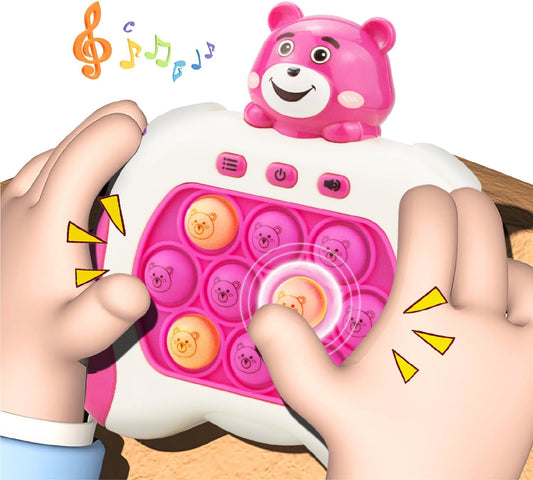 Fast Push Game,Light up pop Game Light up Fidget Toy,Fast Quick Push Bubble Game,pop pro Light up Game,Quick Push pop Game Birthday Xmas Gifts for Boys Girls Adults (Strawberry Bear:Rose Red)