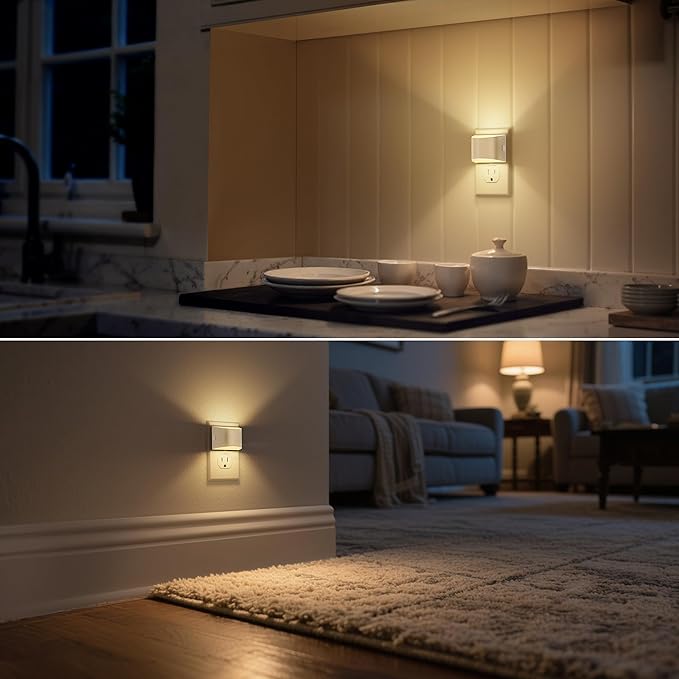 DORESshop LED Night Light[2 Pack], Night Lights Plug into Wall, 3 Level Brightness Adjustable Plug in Night Light, Dusk to Dawn Sensor Nightlights for Adults,Bedroom,Bathroom,Hallway,3000K White Cover