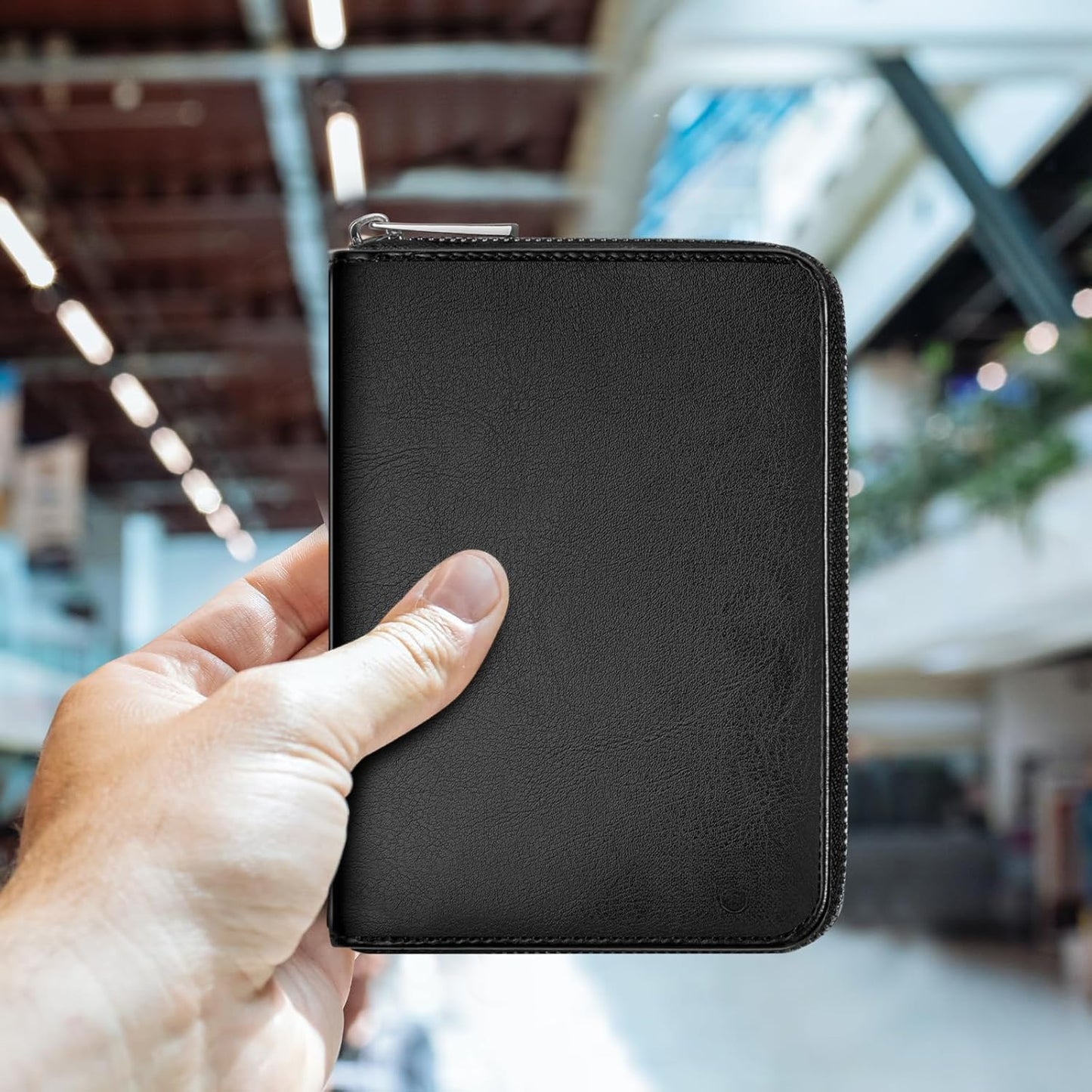 Genuine Leather Passport Wallet for Travel, RFID Blocking Cover with Zipper Closure and 3 Passport Pockets (Black)