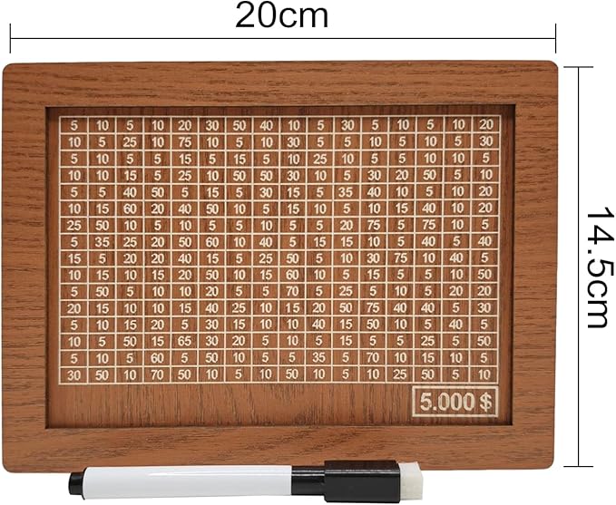 10000 Savings Challenge Box, Money Saving Box with Money Target and Numbers, Cash Vault Wooden Savings Box, Wooden Money Box, Coin Counter Piggy Bank for Adults, Wooden Coin Bank for Kids 5,000