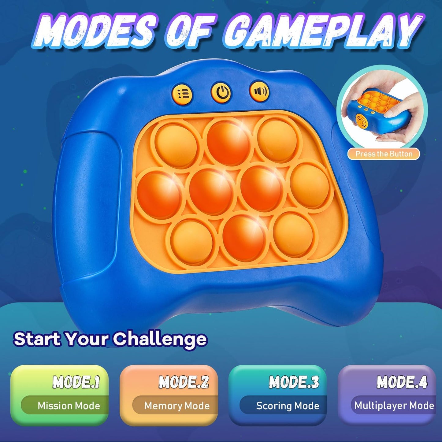 Quick Push Game for Kids 8-12,Pop Sensory Fidget Toys for Kids 6-12,Birthday Gifts for Boys and Girls (Blue)