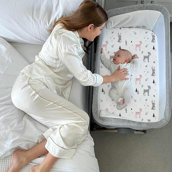 Stretch Fitted Bassinet Sheet Set BROLEX 2 Pack Cradle Sheets for Bassinet Pad/Mattress,Unisex Boys Girls,Ultra Soft,Squirrel Deer