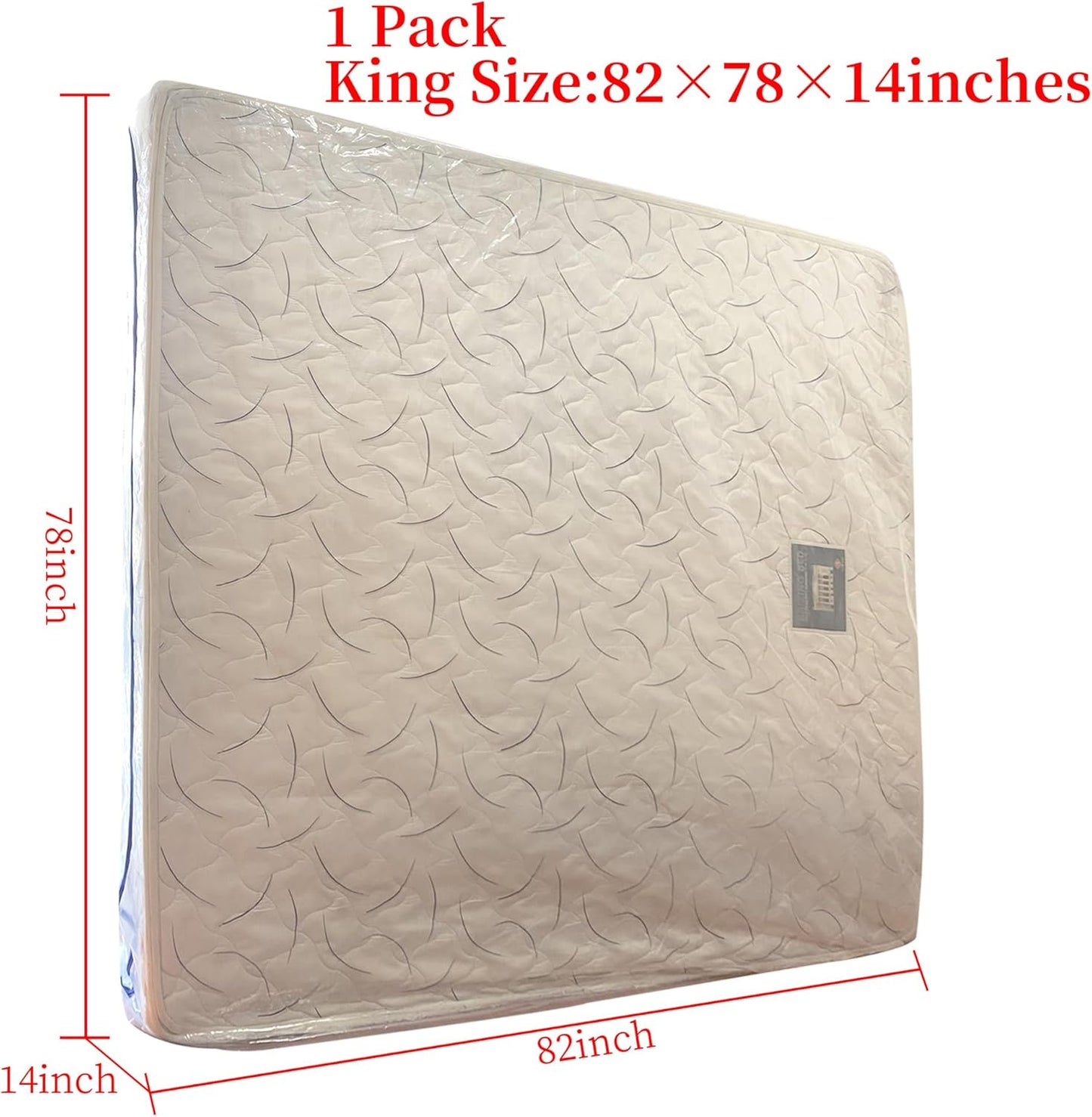 King Mattress Bag for Moving and Storage Cover -5 Mil Zipper Plastic Waterproof Mattress Storage Bag 82x78x14 inches,1 Pack